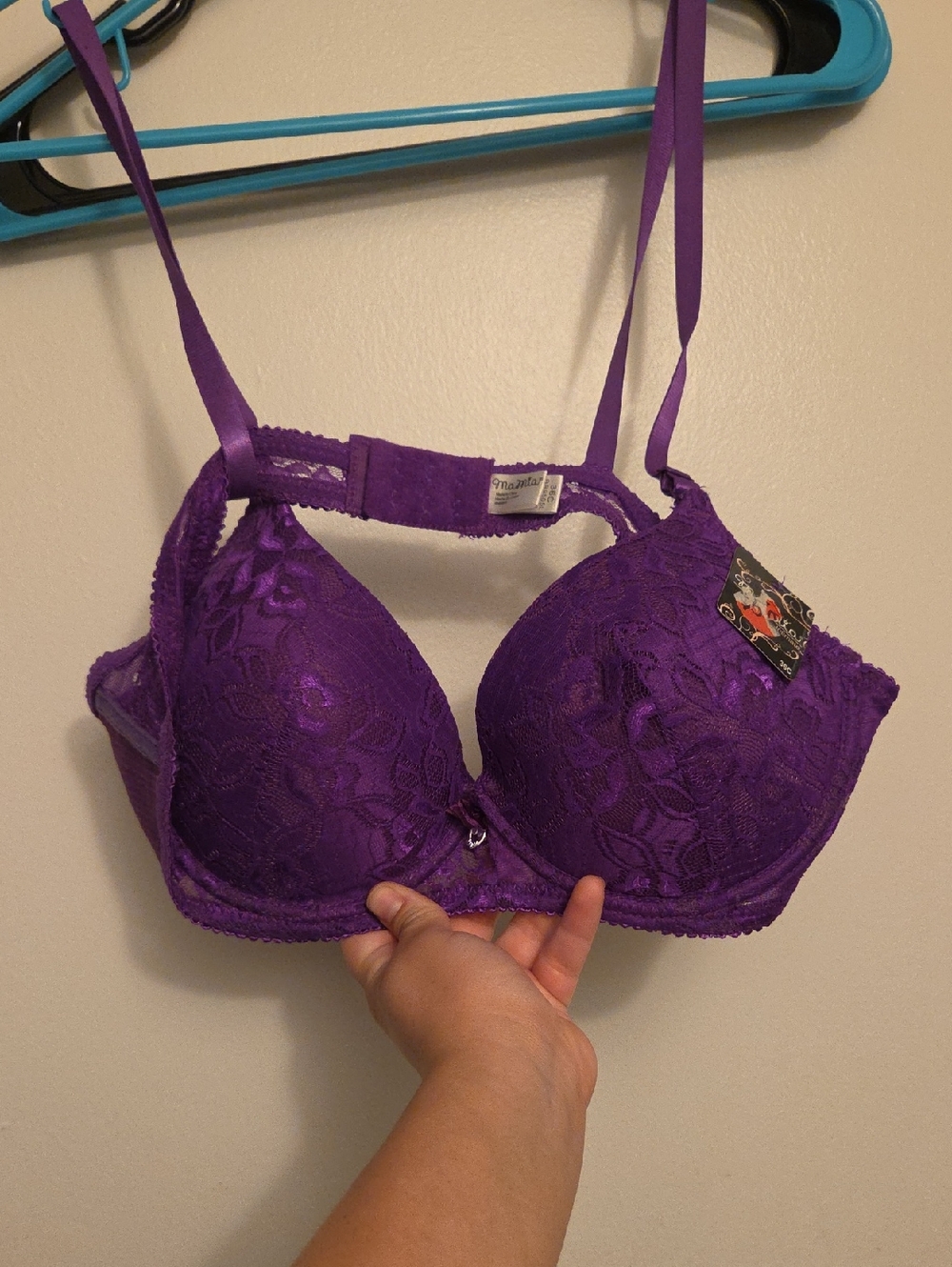 Mamia Purple Lace Push-Up Bra with Adjustable Straps